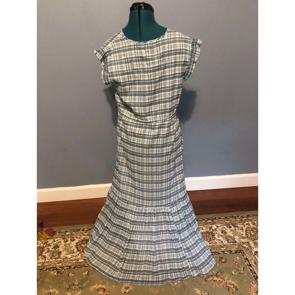 Olivia James the Label Delia Blue Plaid 100% Cotton Maxi Sundress, size M - Picture 4 of 6